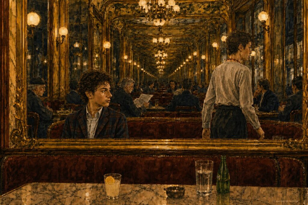 Louis voit sa mère s'éloigner dans le jeu de miroirs du Grand Café